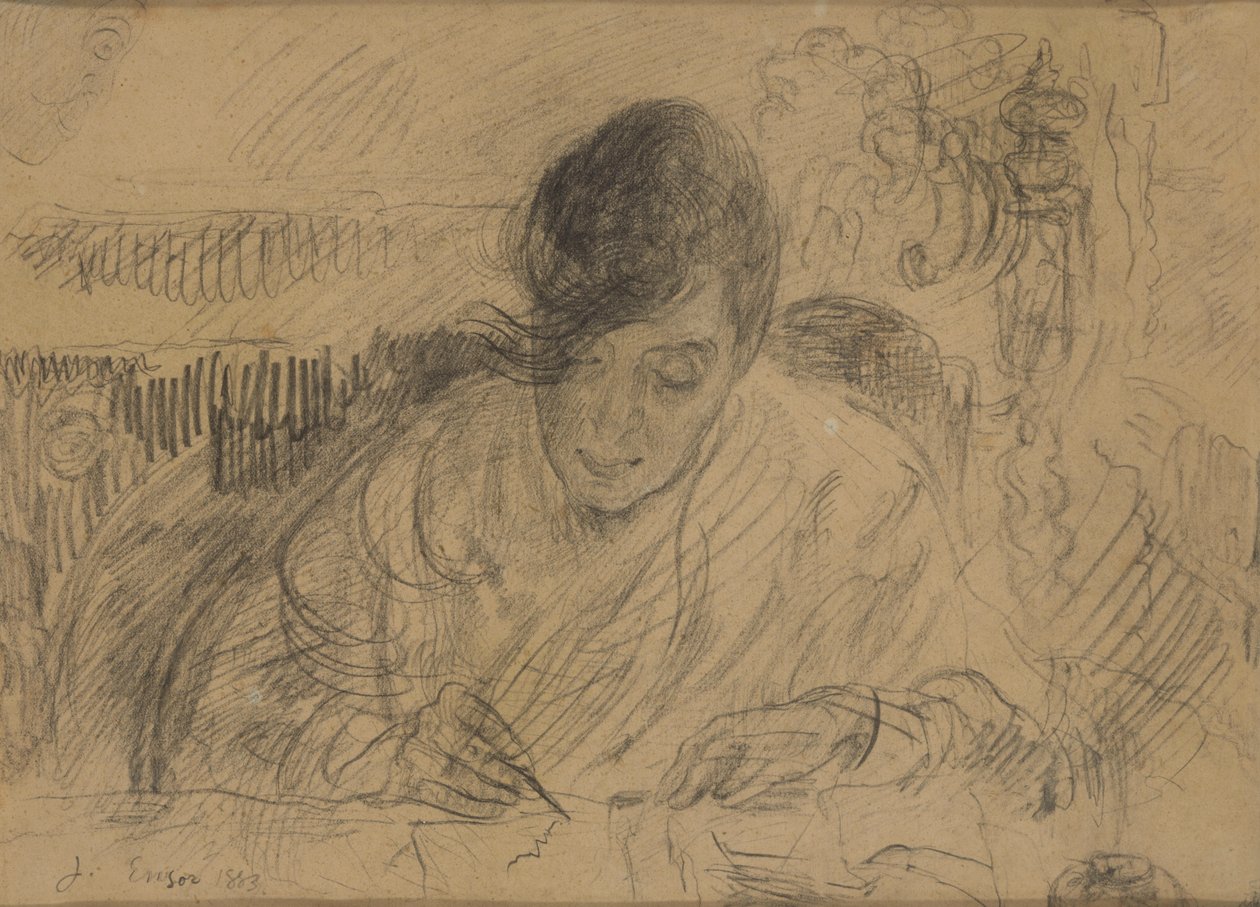 Kirjettä kirjoittava nainen (Ensorin sisar) tekijältä James Ensor