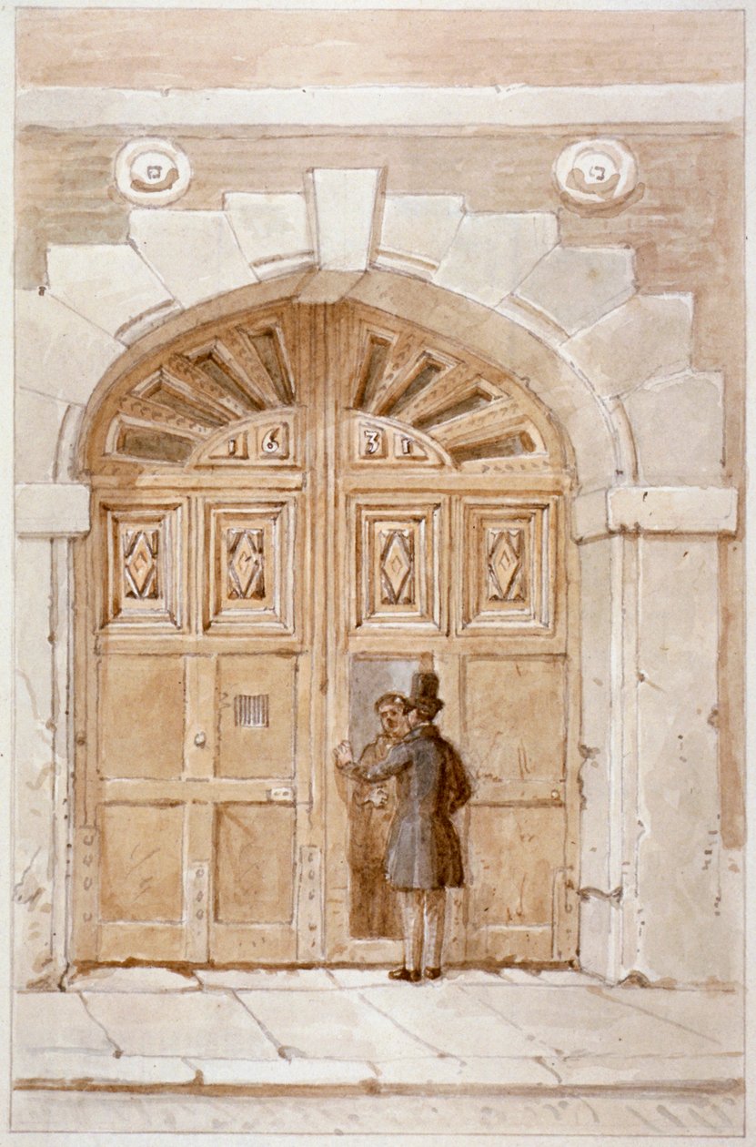 Näkymä puuporteista vuodelta 1631, osoitteessa nro 46 Lime Street, 1855 tekijältä James Findlay