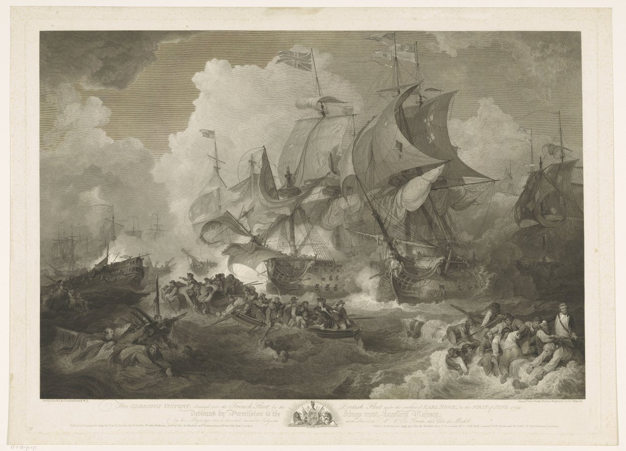 Englannin laivaston voitto Ranskan laivastosta, 1794 tekijältä James Fittler