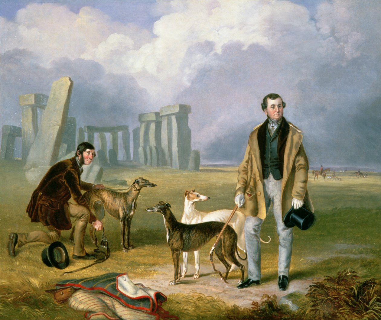 Charles Randell vinttikoirien kanssa, 1849 tekijältä James Flewitt Mullock