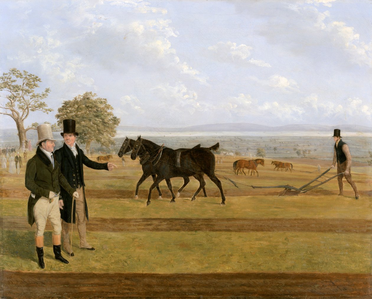 "Sir Charles Morgan, 1760-1846 Castletonin kyntökilpailussa", 1845 tekijältä James Flewitt Mullock