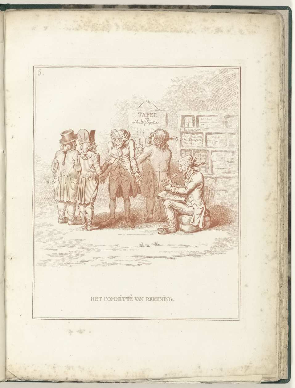 Tilikomitea, 1795 Tilinpäätöskomitea (kohteen otsikko) Hollandia Regenerata (sarjan nimi) tekijältä James Gillray (possibly)