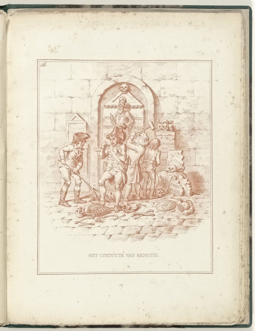 Siirtokomitea, 1795 Committé de Remotie (otsikko esineessä) Hollandia Regenerata (sarjan nimi) tekijältä James Gillray (possibly)