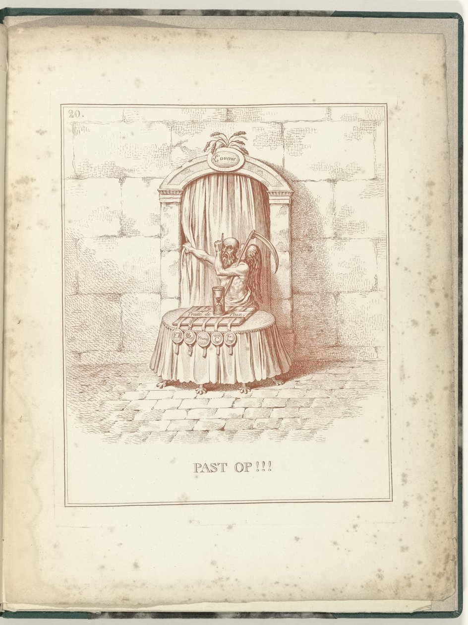 Isän aika tulevaisuuden portille, 1795 Pitää huolta !!! (otsikko esineessä) Hollandia Regenerata (sarjan nimi) tekijältä James Gillray (possibly)