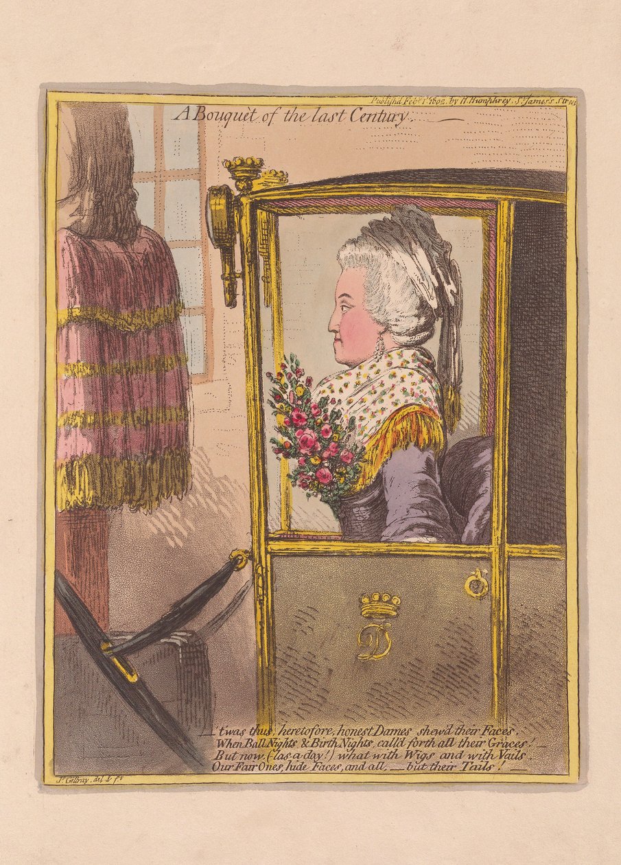 Viime vuosisadan kukkakimppu, pubi. 1802 (käsinvärinen kaiverrus) tekijältä James Gillray