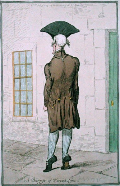A Burgess of Warwick Lane, julkaissut Hannah Humphrey vuonna 1795 (käsinvärinen etsaus) tekijältä James Gillray