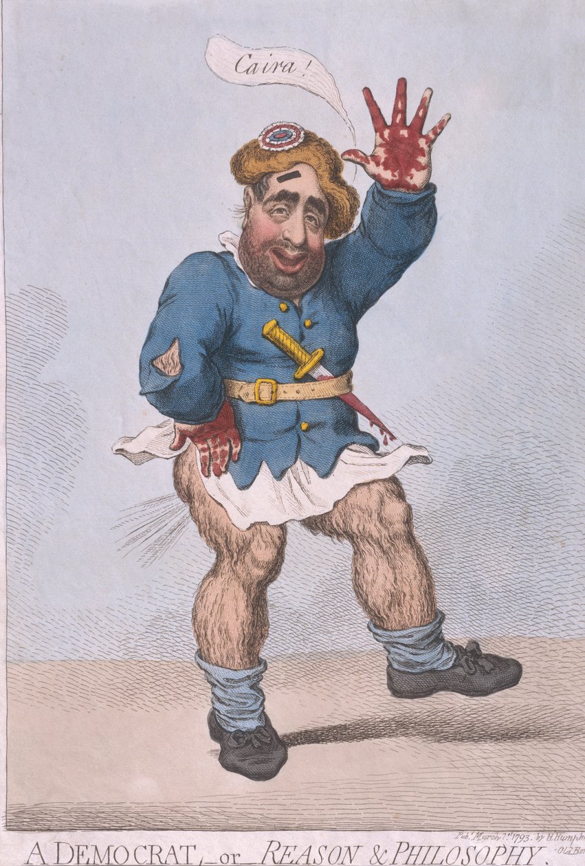 A Democrat, or Reason  Philosophy, jonka julkaisi Hannah Humphrey vuonna 1793 (käsin väritetty etsaus). tekijältä James Gillray