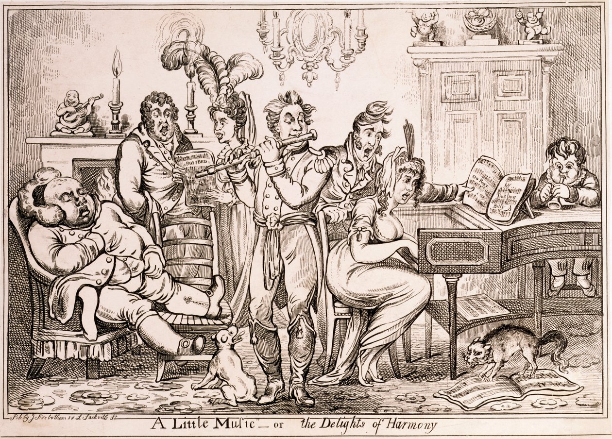 Pieni musiikkia tai Harmonian ilot, kaiverrus William Brocas, painettu Lontoossa J. Sidebotham, 1810 tekijältä James Gillray