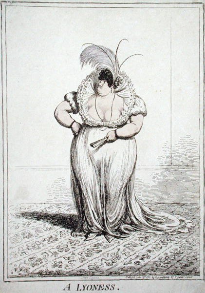 A Lyoness, Hannah Humphreyn vuonna 1801 julkaisema (etsaus akvatintalla) tekijältä James Gillray
