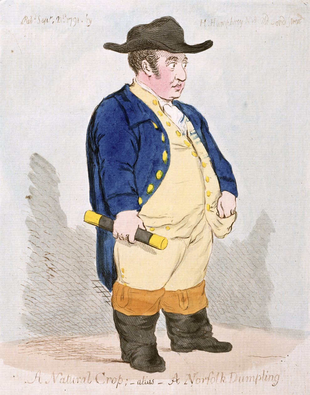 Luonnollinen sato; Alias - Norfolk Dumpling, julkaissut Hannah Humphrey vuonna 1791 (käsinvärinen etsaus) tekijältä James Gillray