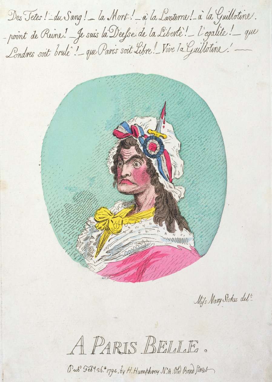 A Paris Belle, Hannah Humphreyn julkaisema 1794 (käsin väritetty etsaus). tekijältä James Gillray