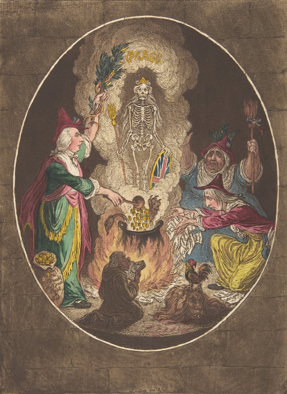 A Phantasmagoria, - Aseistetun luurankon loihtiminen, 5. tammikuuta 1803, 5. tammikuuta 1803. tekijältä James Gillray