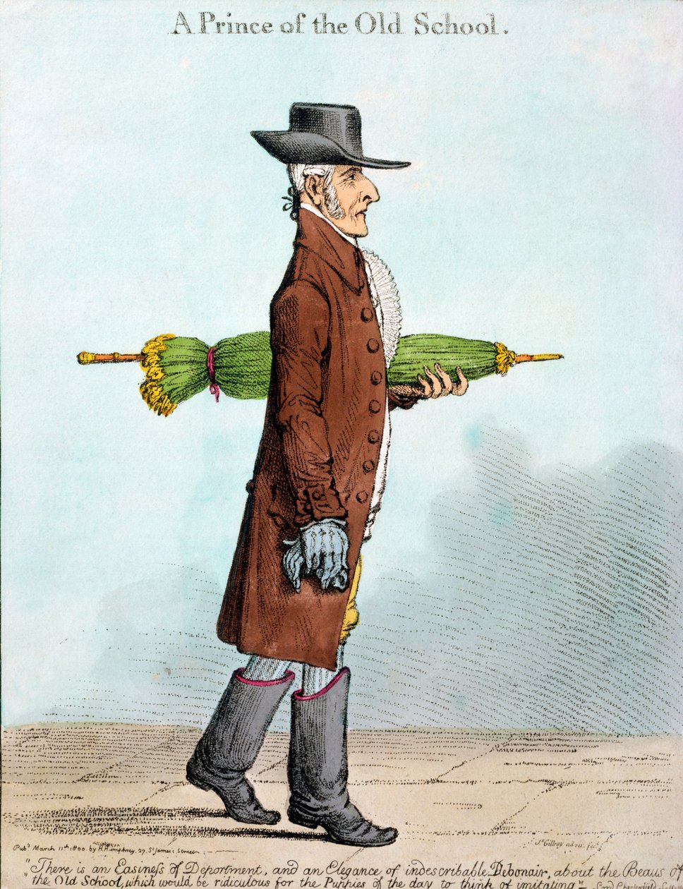 Vanhan koulun prinssi, Hannah Humphreyn vuonna 1800 julkaisema (käsinvärinen etsaus) tekijältä James Gillray