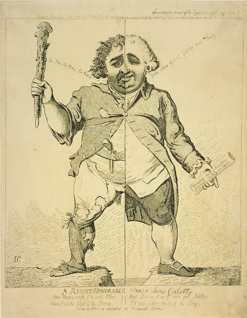 A Right Honorable alias Sans Coulotte, julkaisija S. Fores, 1802 tekijältä James Gillray