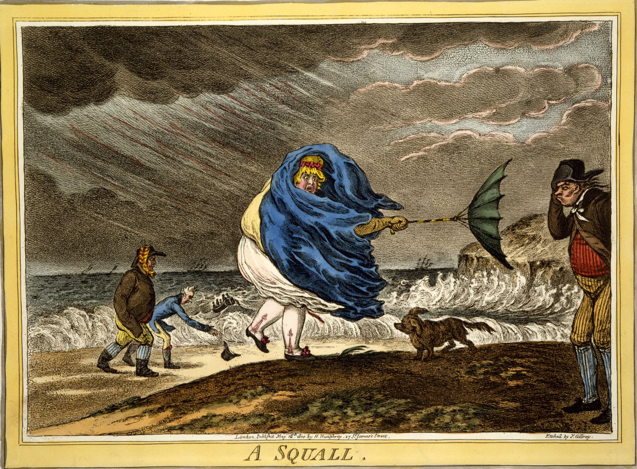 Squall, pubi. H Humphrey, Lontoo, 1810 (käsinvärinen kaiverrus) tekijältä James Gillray