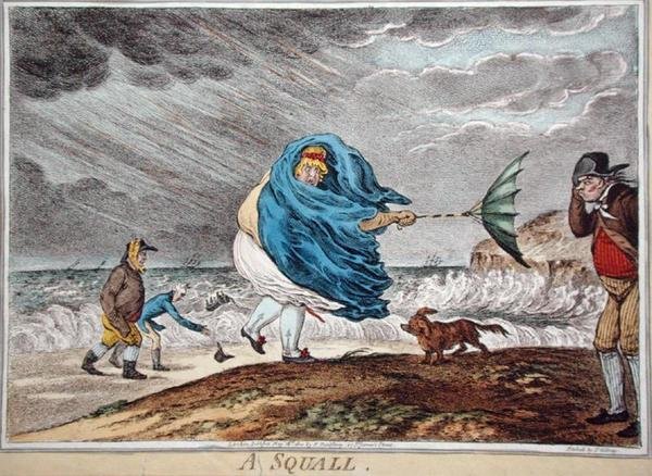 A Squall, julkaissut Hannah Humphrey vuonna 1810 (käsinvärinen etsaus) tekijältä James Gillray