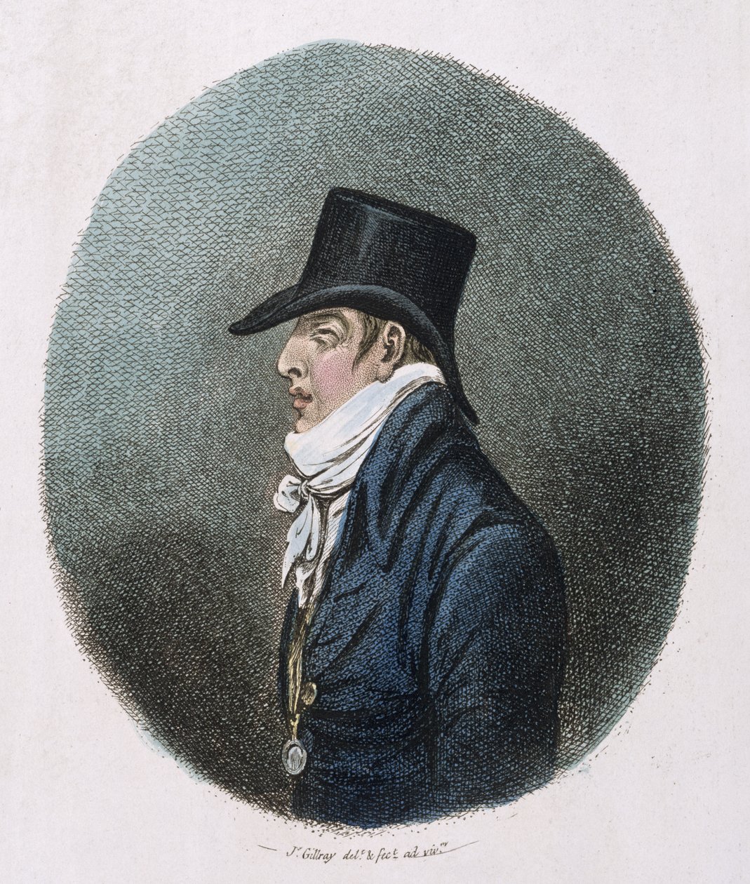Muotokuva, Hannah Humphreyn vuonna 1799 julkaisema (käsinvärinen etsaus) tekijältä James Gillray