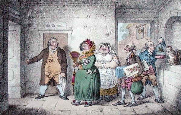 An Old Maid on a Journey, suunnittelija Brownlow North, julkaisija Hannah Humphrey tekijältä James Gillray