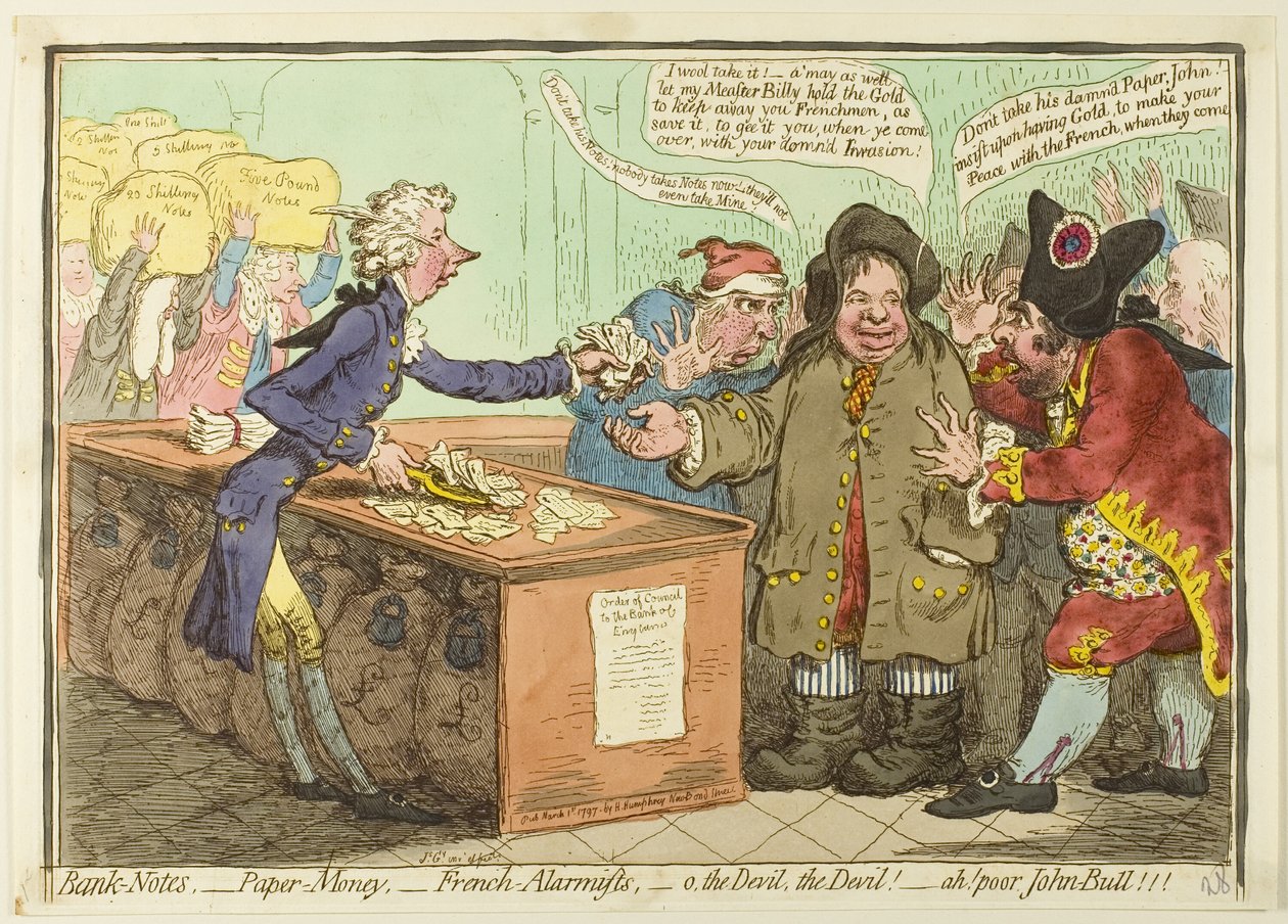 Setelit, paperiraha tekijältä James Gillray