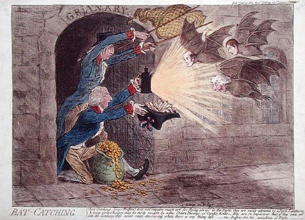 Lepakon pyydystäminen tekijältä James Gillray
