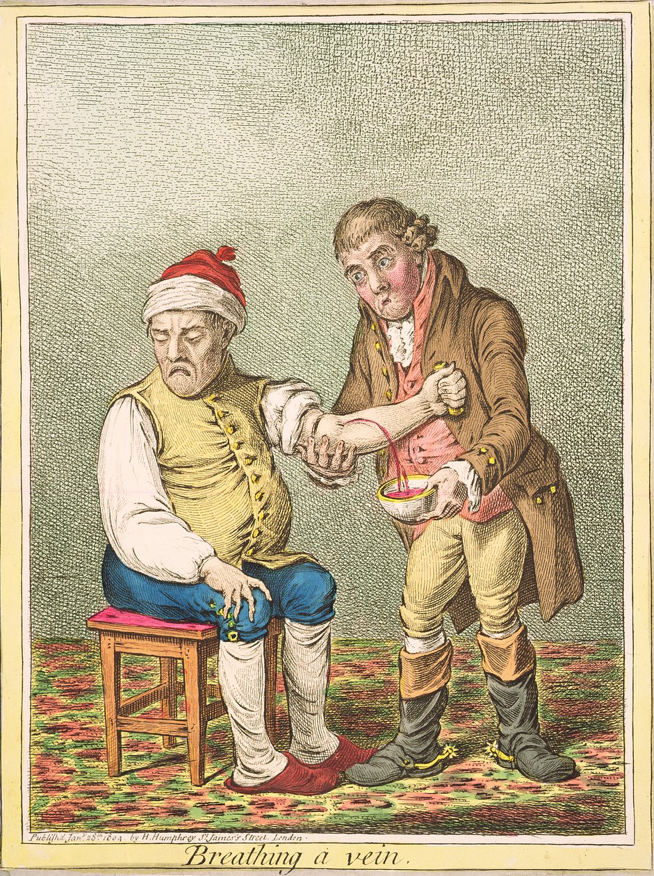 Breathing a Vein, julkaisija Hannah Humphrey, 1804 tekijältä James Gillray