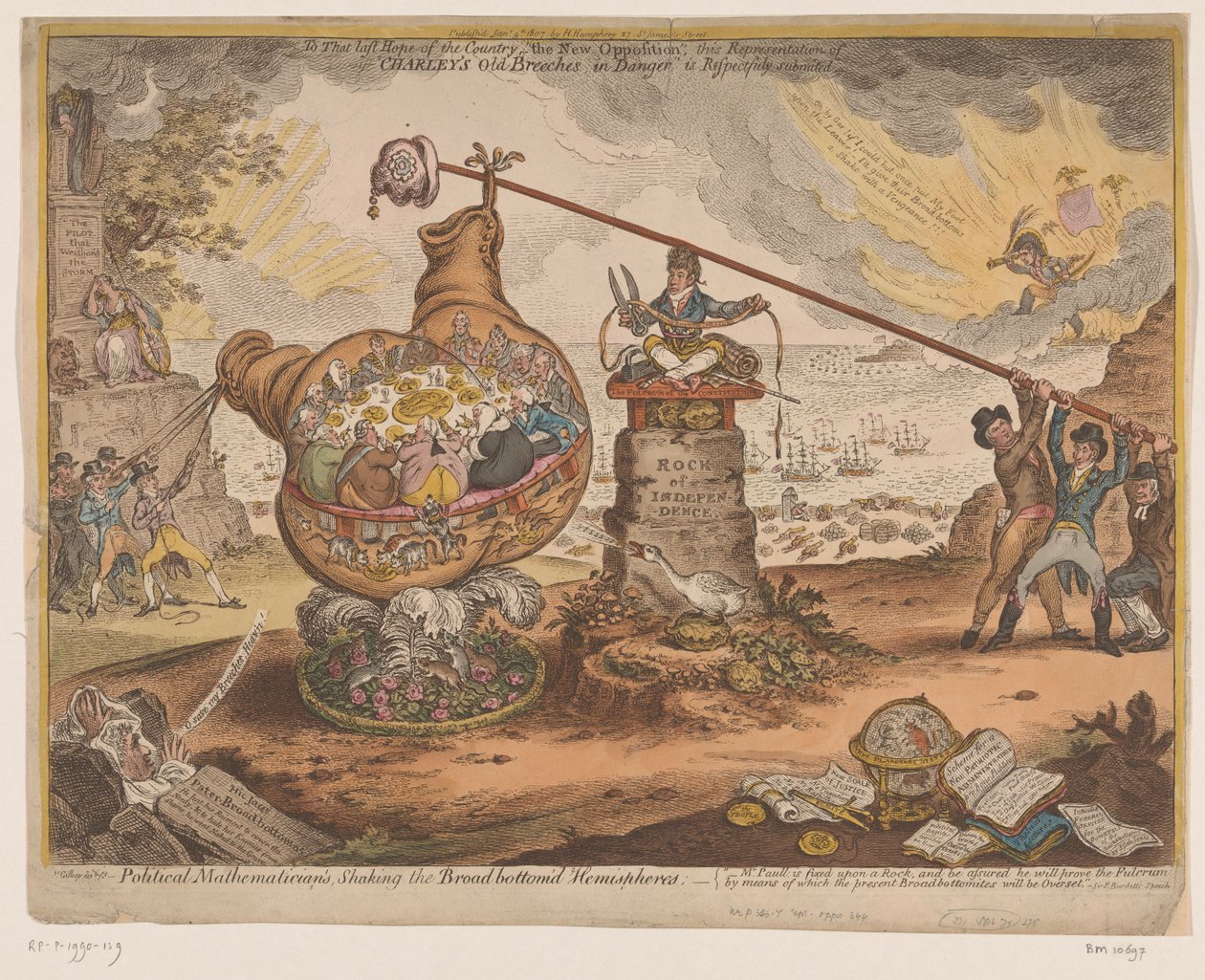 Britse Politieke spotprent, 1807 Poliittinen matemaatikko, Shaking the Broad bottom