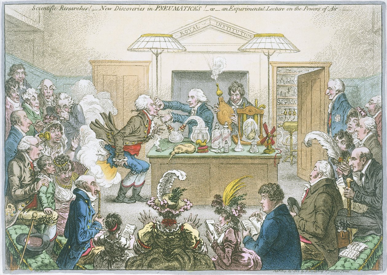 Kemiallinen luento, 1802 tekijältä James Gillray