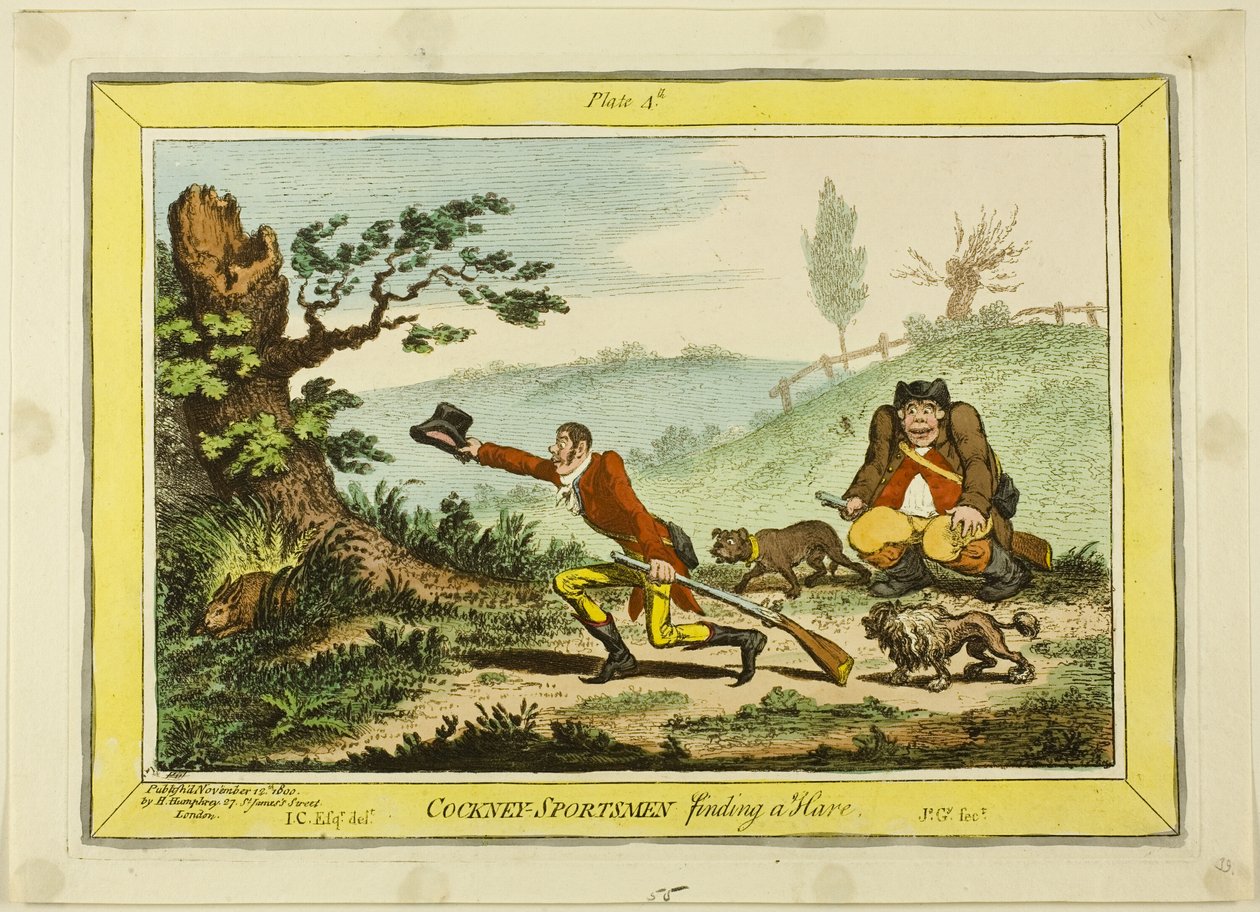 Cockney Sportsmen löytää jäniksen tekijältä James Gillray