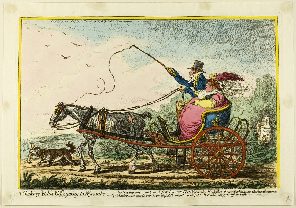 Cockney ja hänen vaimonsa menossa Wycombeen tekijältä James Gillray