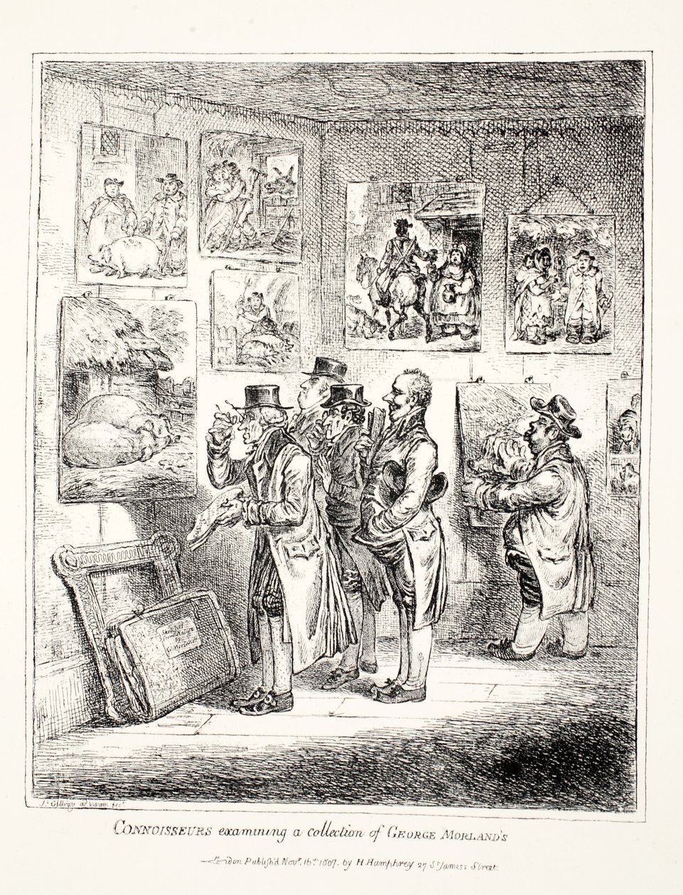 Asiantuntijat tutkivat George Morlandin kokoelmaa, 1807 tekijältä James Gillray