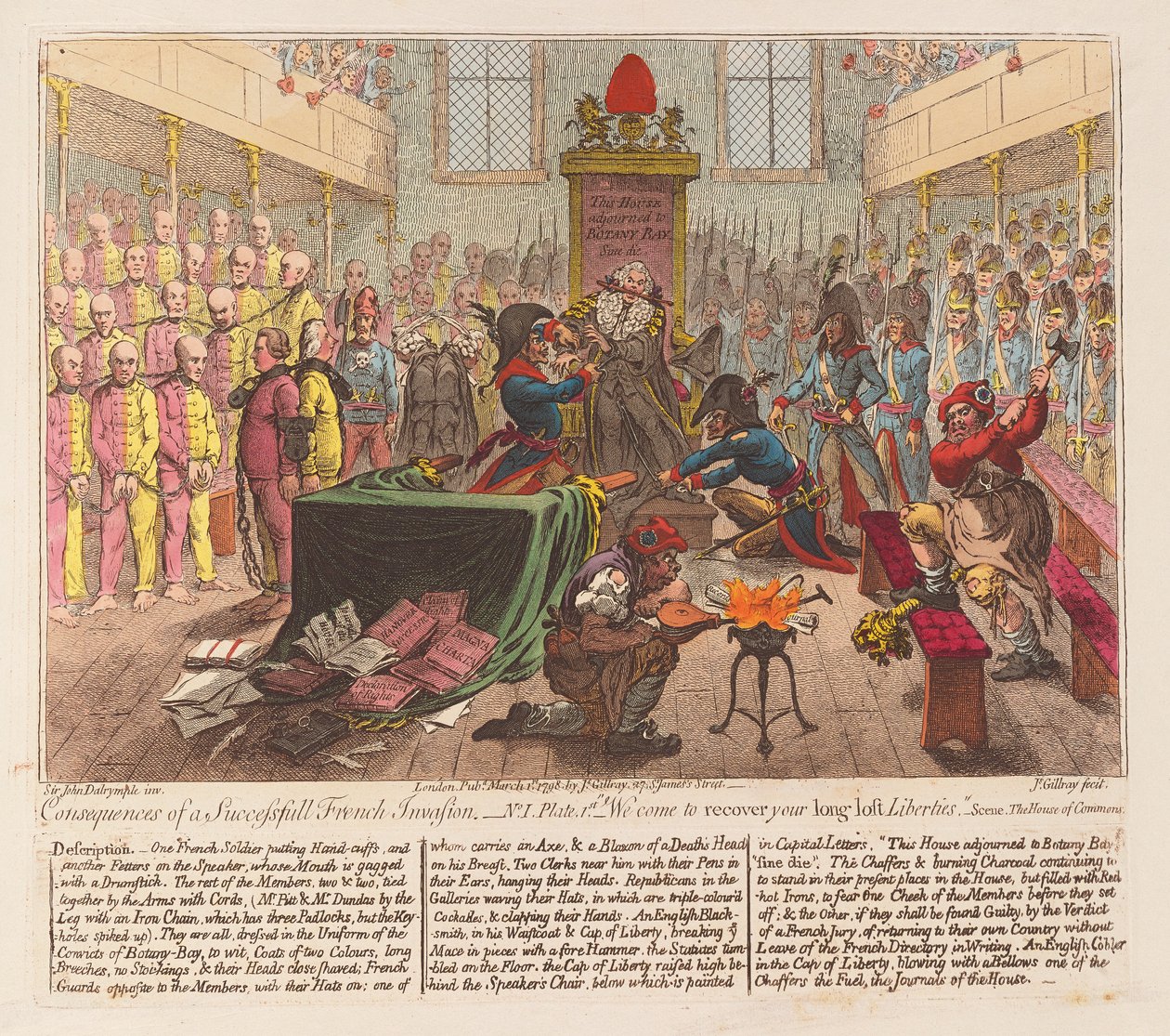 Menestyneen French Invasion -pubin seuraukset. 1798 (käsinvärinen kaiverrus) tekijältä James Gillray