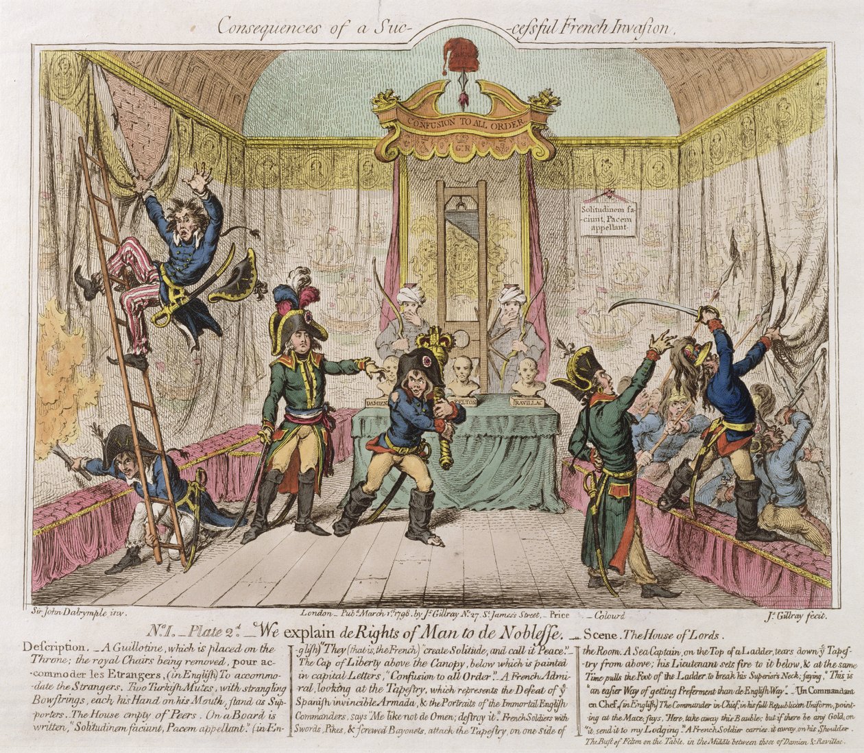 Ranskan onnistuneen hyökkäyksen seuraukset, tai selitämme aatelisille ihmisoikeudet. tekijältä James Gillray