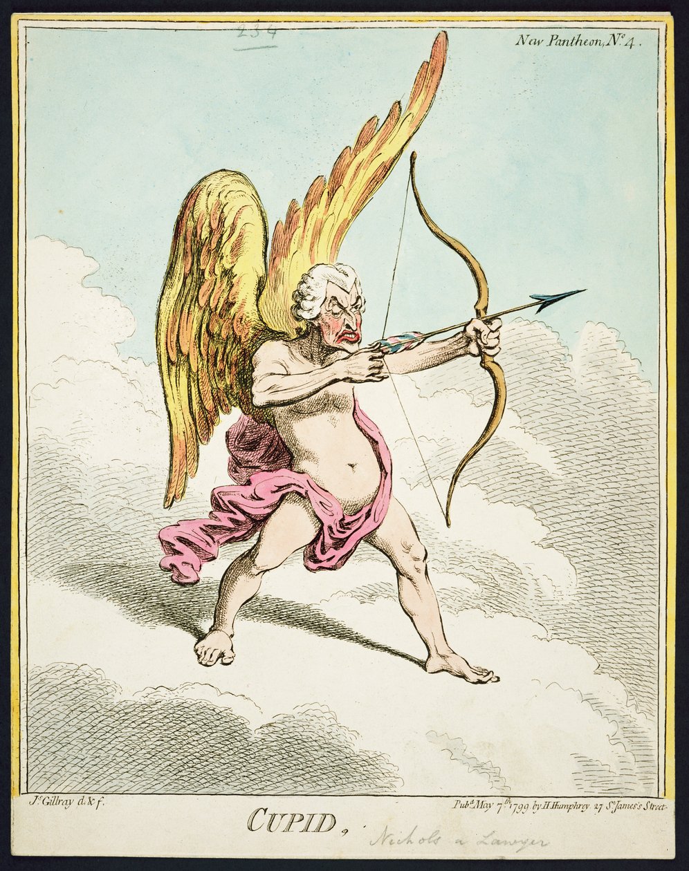 Amor, New Pantheon No.4, julkaissut Hannah Humphrey, 1799. tekijältä James Gillray