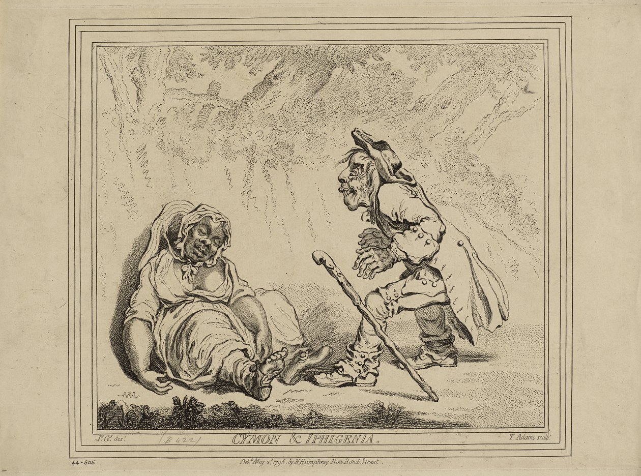 Cymon ja Iphigenia, julkaistu 2. toukokuuta tekijältä James Gillray