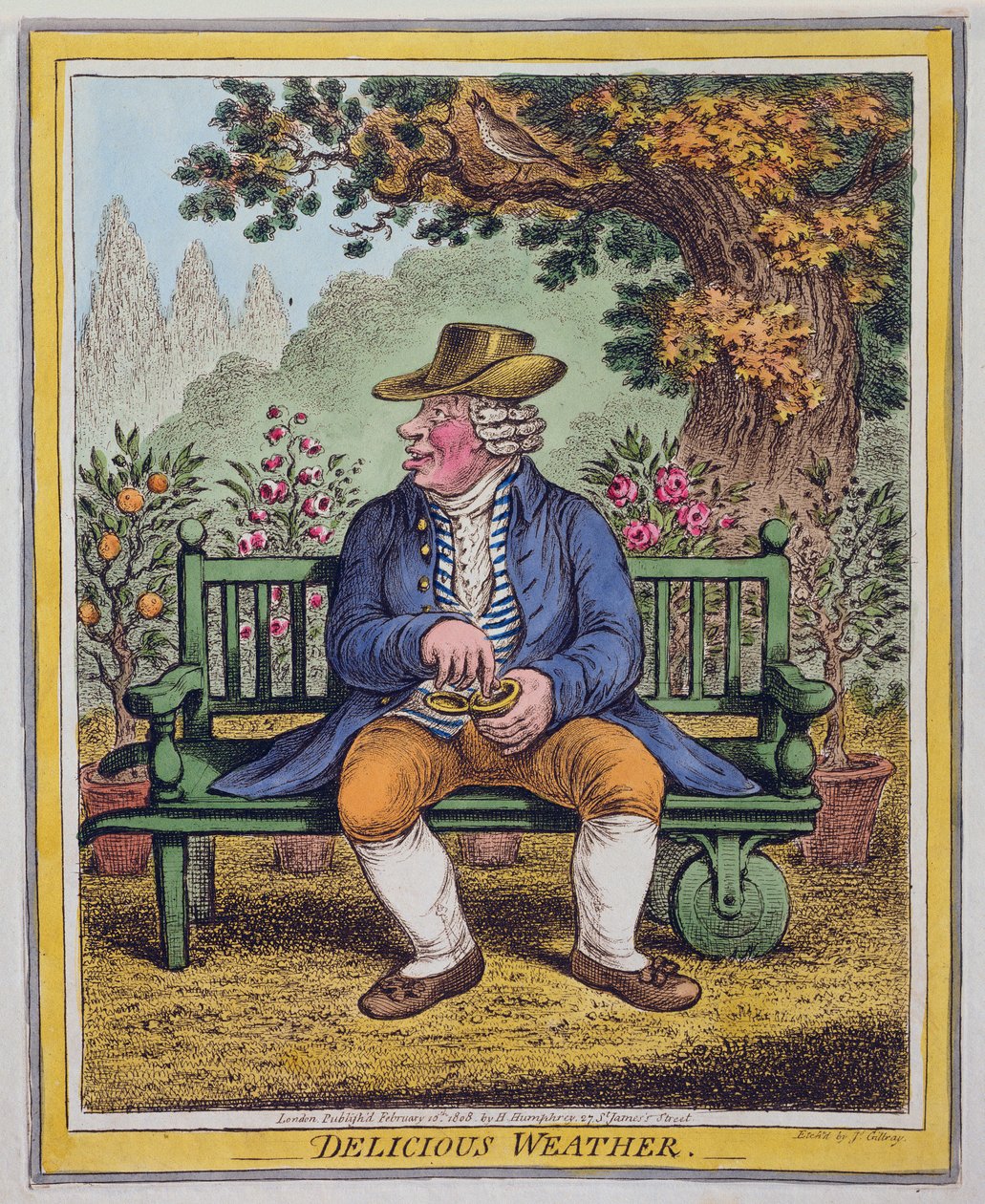 Delicious Weather, julkaisija Hannah Humphrey vuonna 1808 (käsinvärinen etsaus) tekijältä James Gillray
