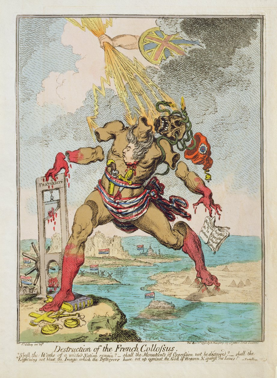 "Destruction of the French Colossus", julkaisija Hannah Humphrey. tekijältä James Gillray