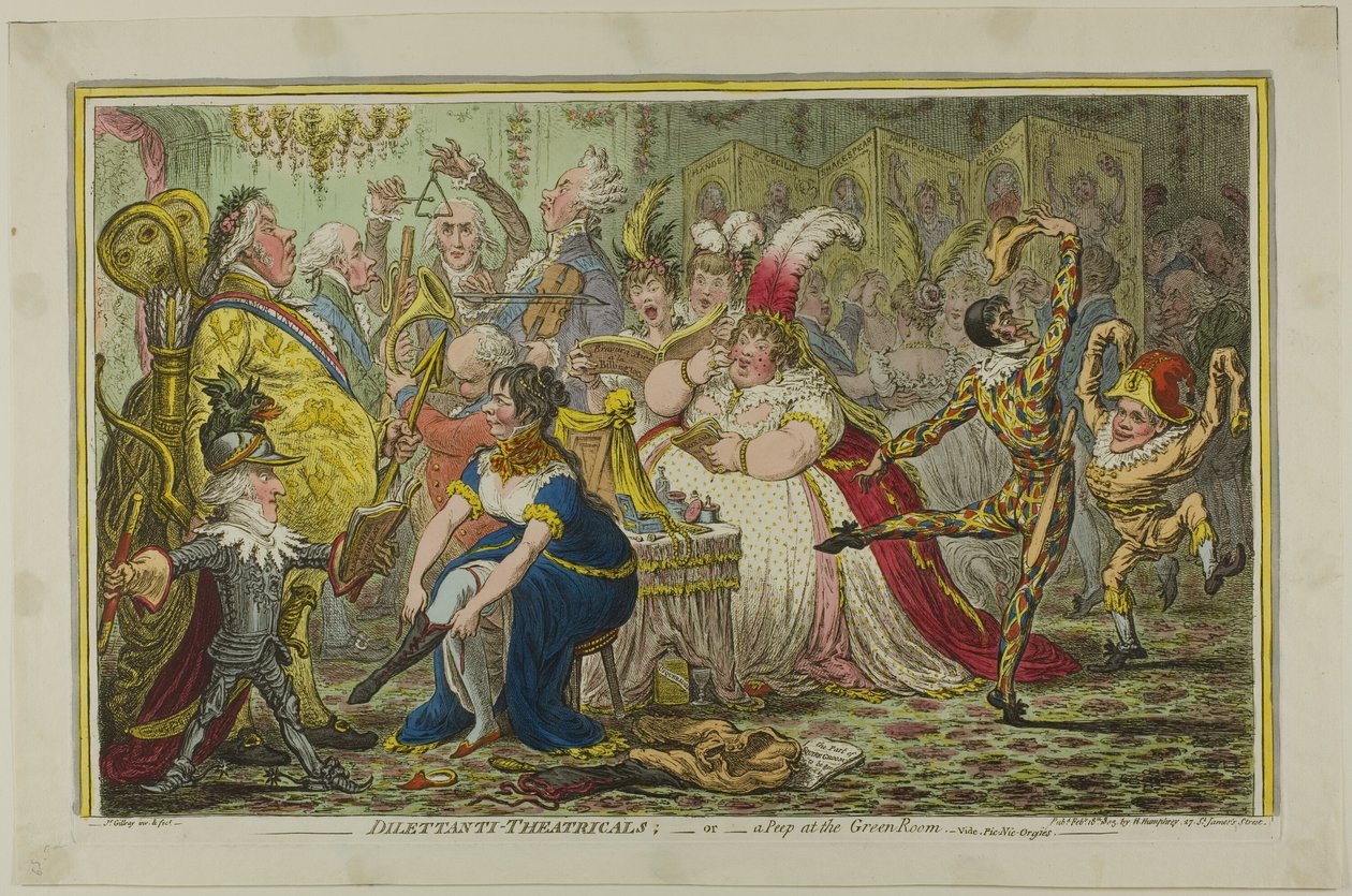 Amatöörit ja teatterilaiset tekijältä James Gillray