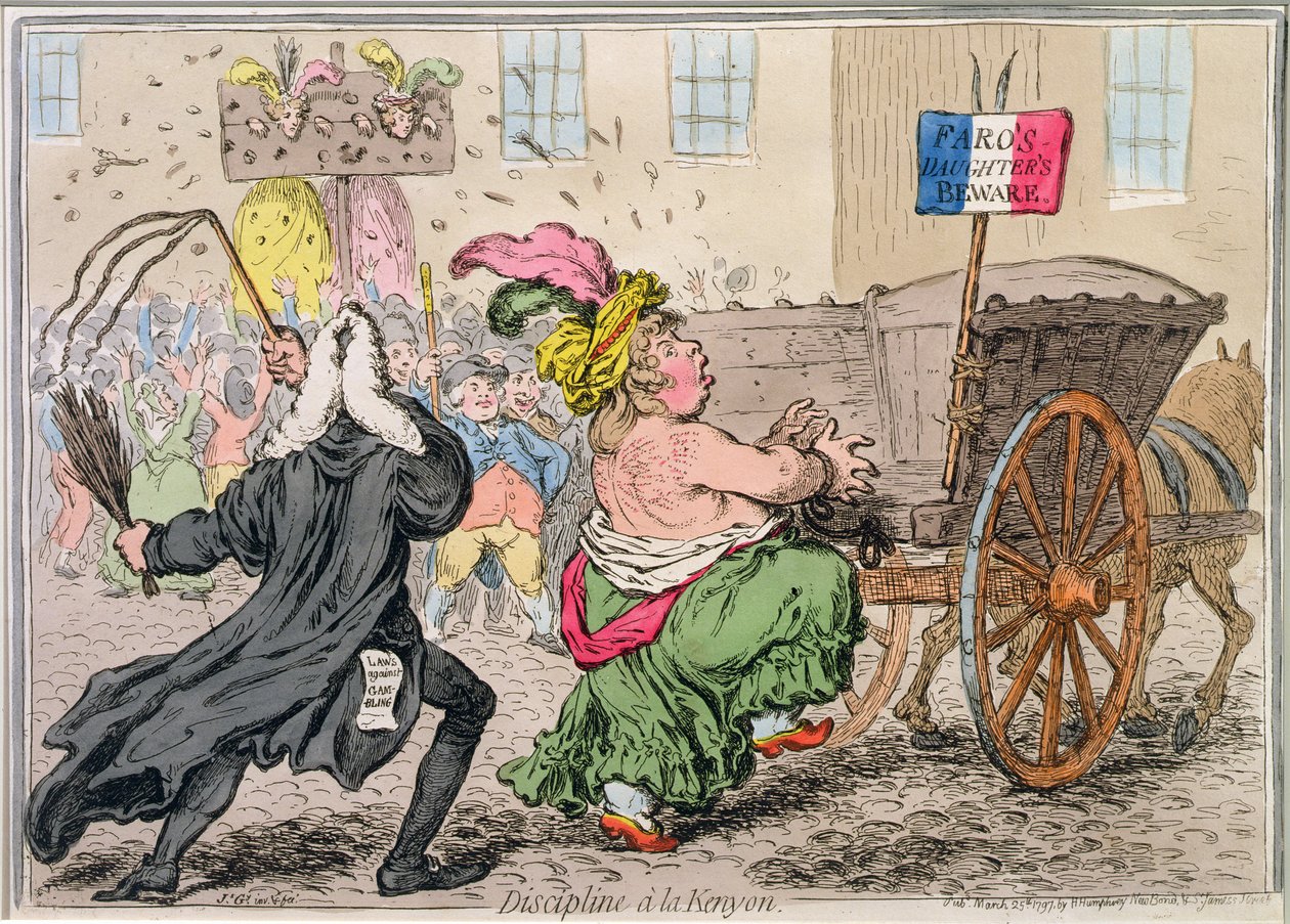 Discipline a la Kenyon, julkaissut Hannah Humphrey vuonna 1797 (käsinvärinen etsaus) tekijältä James Gillray