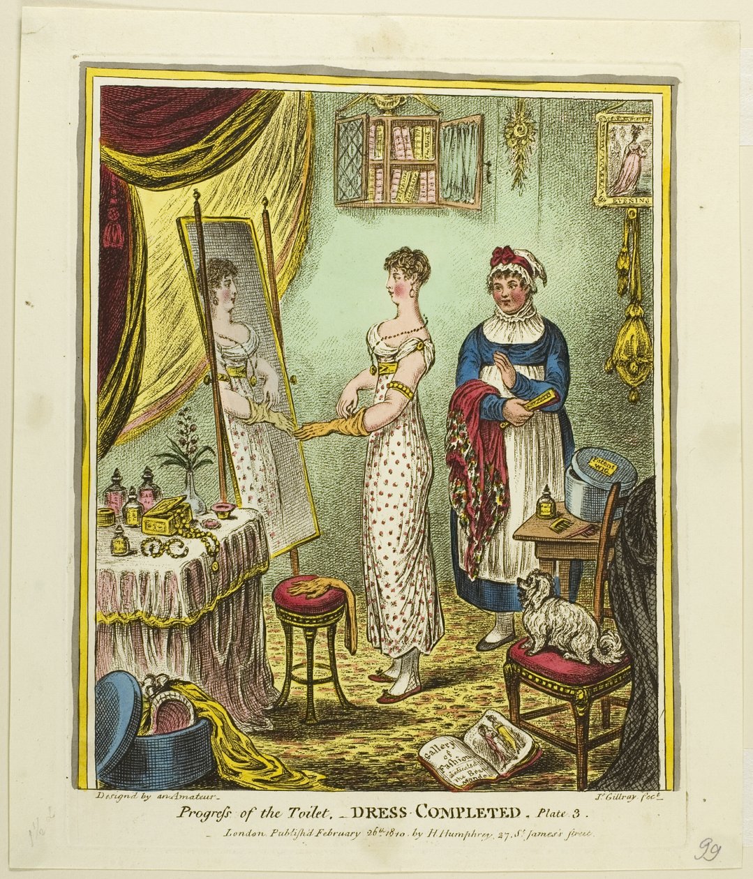 Mekko valmis, levy kolme sarjasta "Progress of the Toilet". tekijältä James Gillray