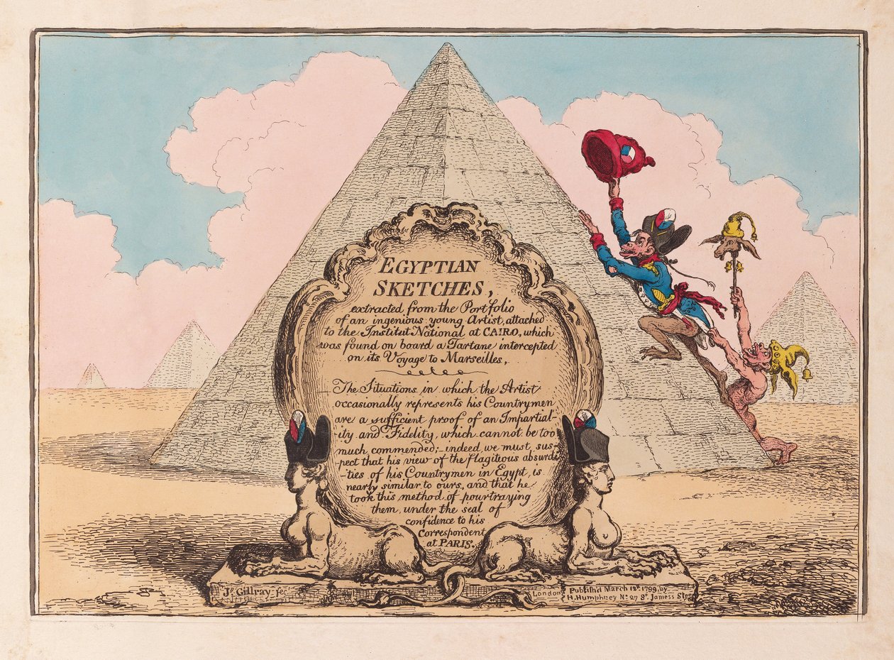 Egyptian Sketches, pubi 1799 (käsinvärinen kaiverrus) tekijältä James Gillray