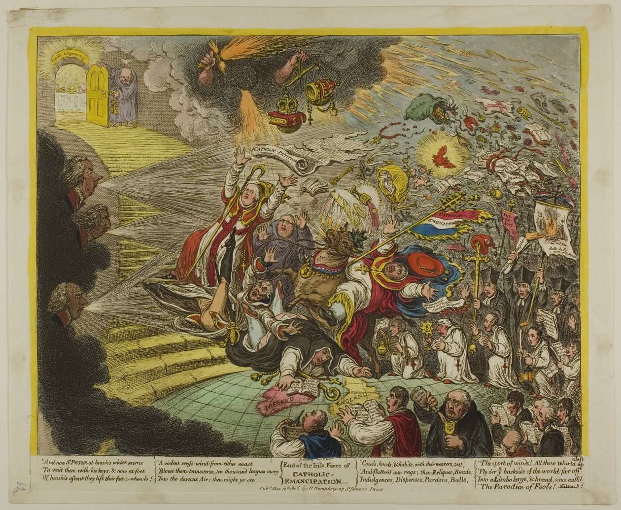 Katolisen vapautuksen irlantilaisen farssin loppu tekijältä James Gillray