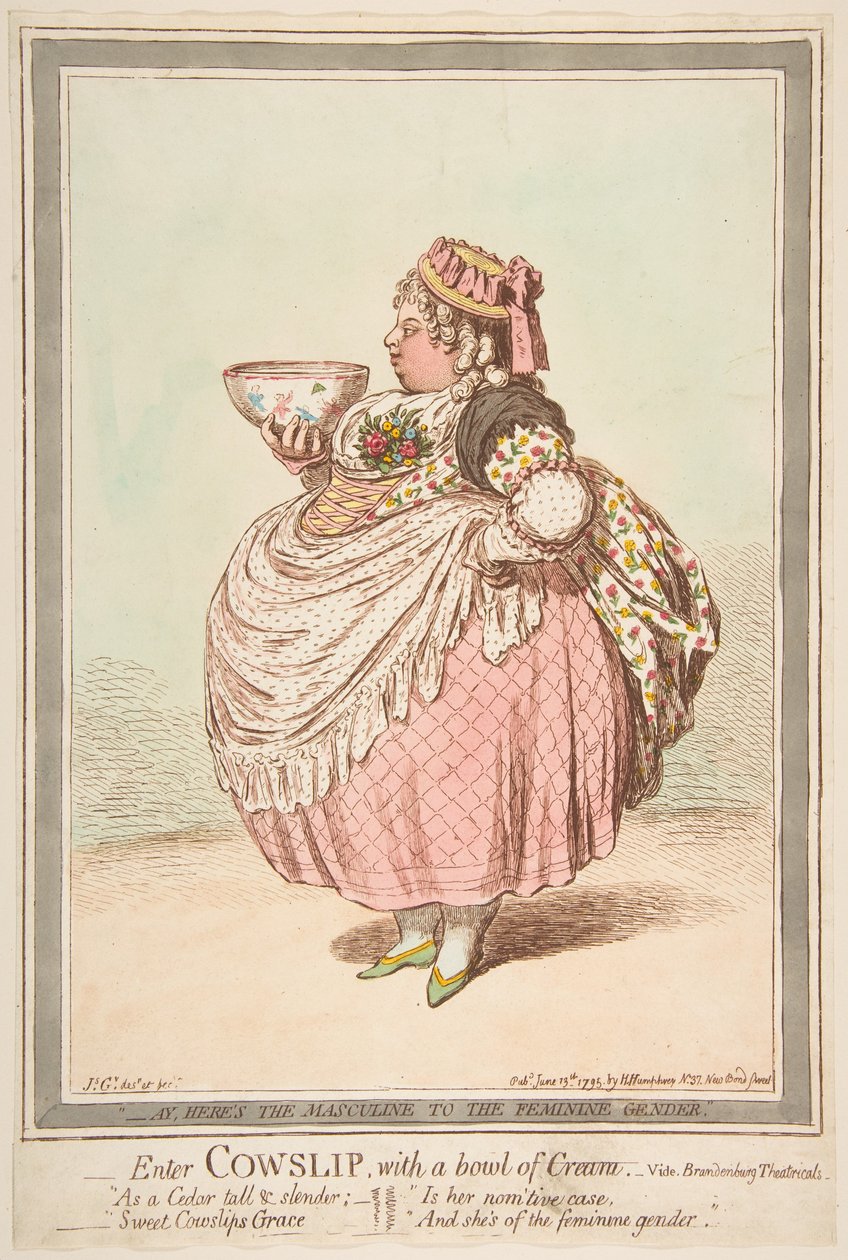 Astu sisään Cowslipiin kerman kera. - vide Brandenburg Theatricals, 13. kesäkuuta 1795. tekijältä James Gillray