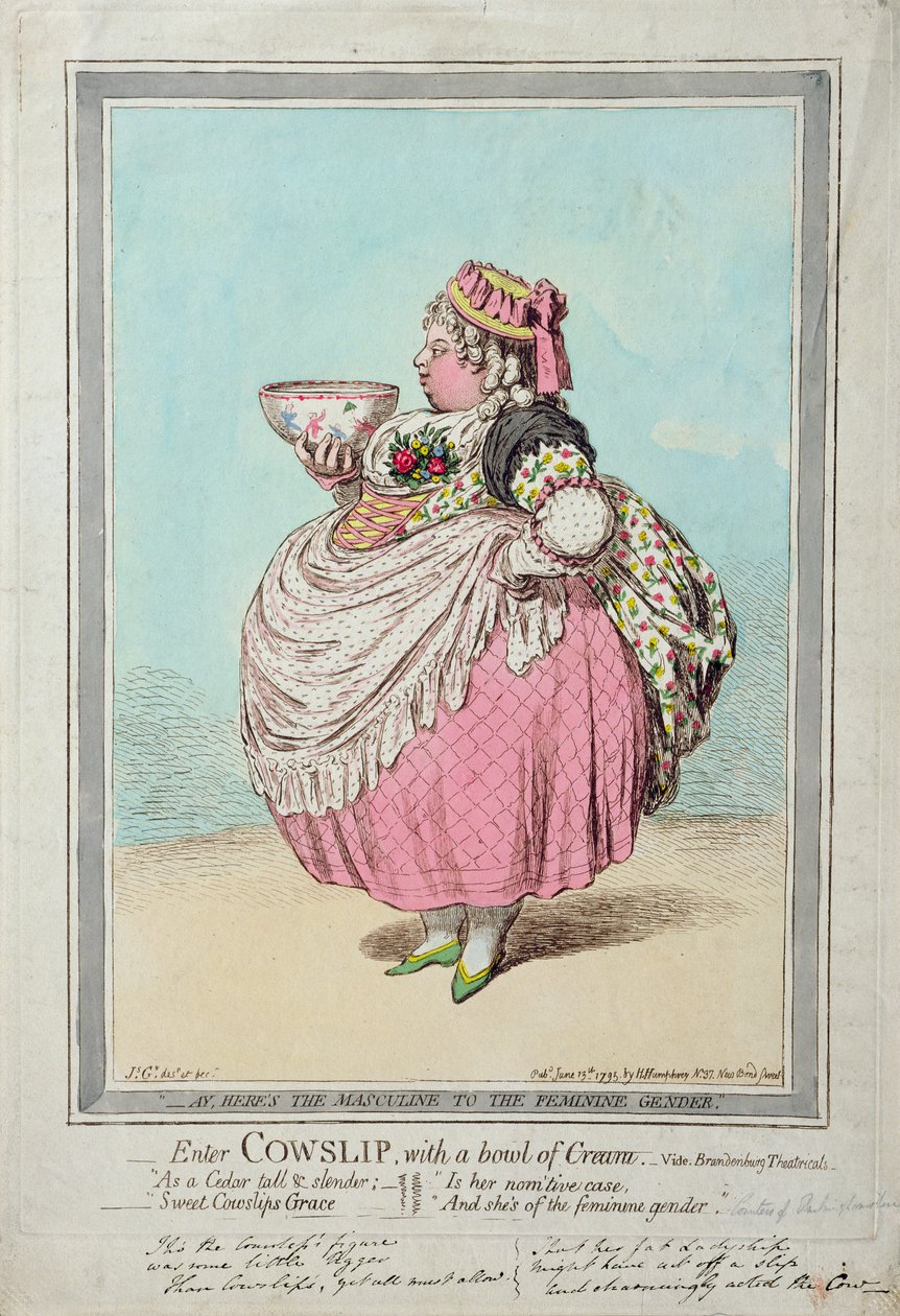 Enter Cowslip, kulhollinen kermaa, julkaissut Hannah Humphrey vuonna 1795 (käsinvärinen etsaus) tekijältä James Gillray