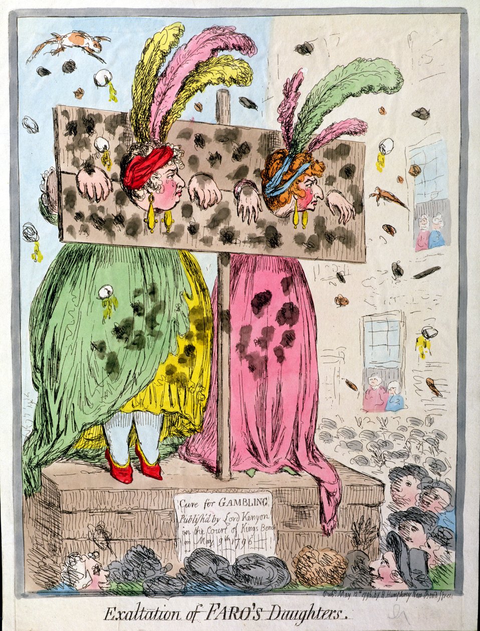 Faron tyttärien korotus, julkaissut Hannah Humphrey vuonna 1796 (käsinvärinen etsaus) tekijältä James Gillray