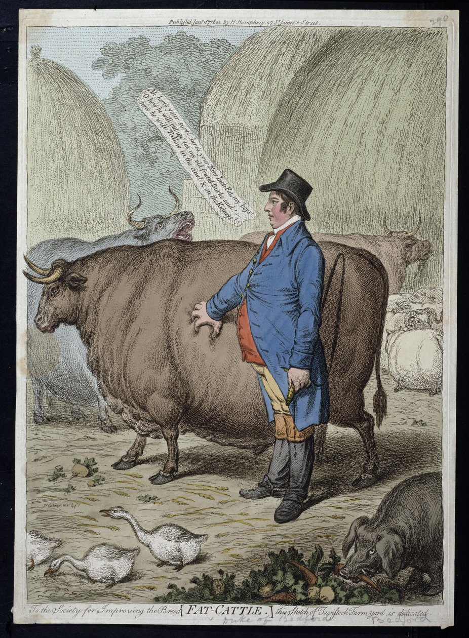 Fat Cattle, julkaissut Hannah Humphrey vuonna 1802 (käsinvärinen etsaus) tekijältä James Gillray