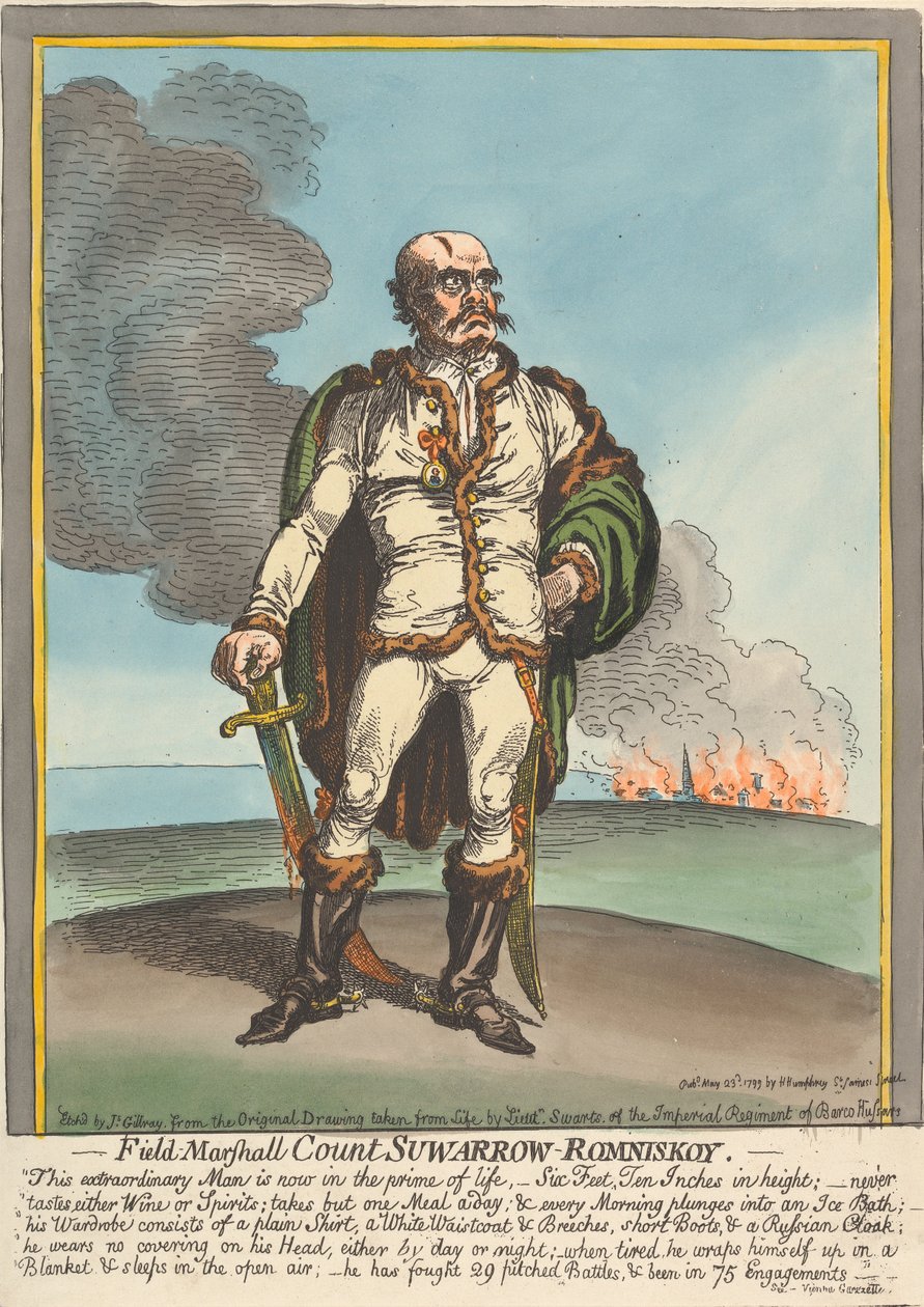 Kenttämarsalkka kreivi Suwarrow-Rominskoy --- tekijältä James Gillray