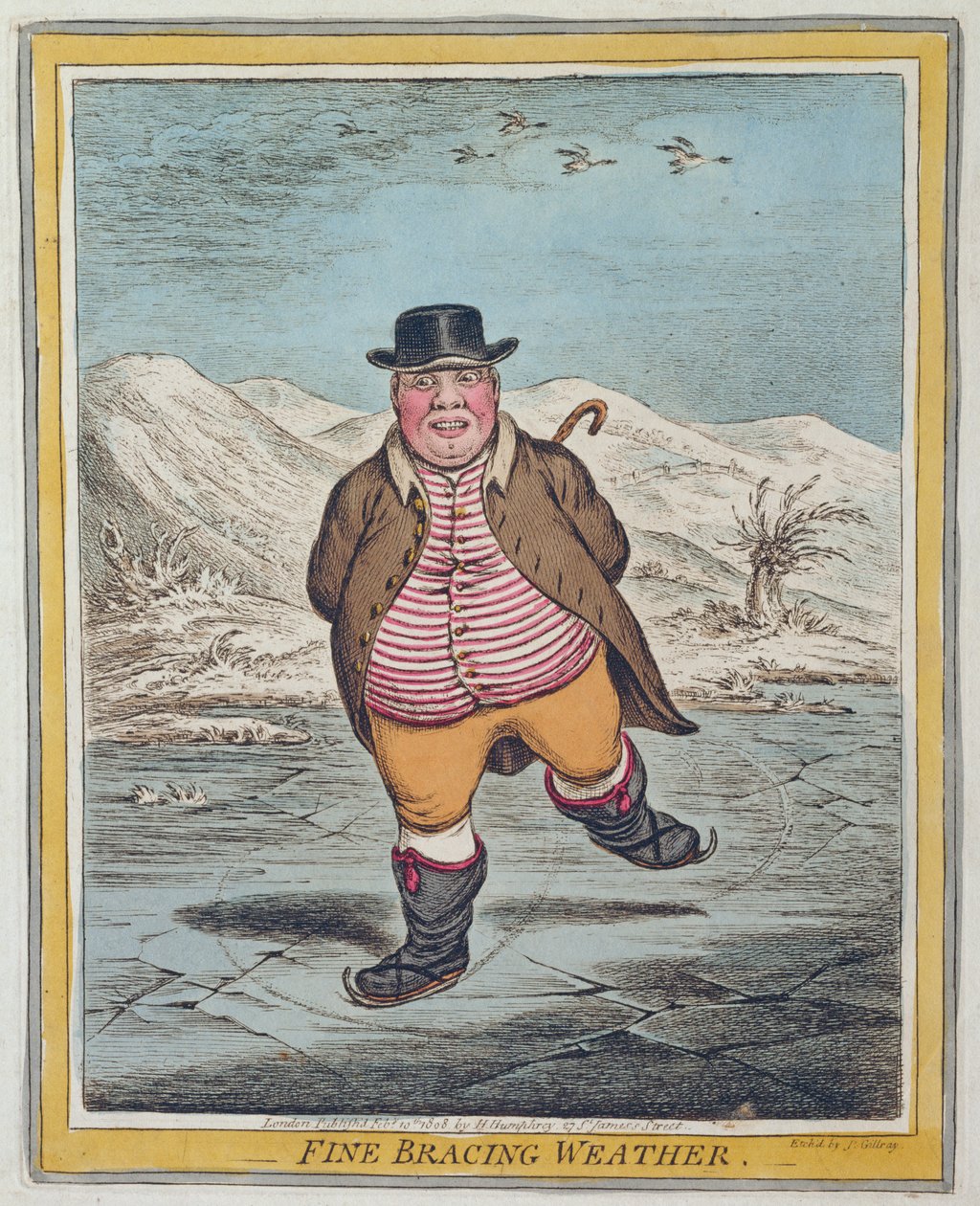 Fine Bracing Weather, julkaissut Hannah Humphrey vuonna 1808 (käsinvärinen etsaus) tekijältä James Gillray