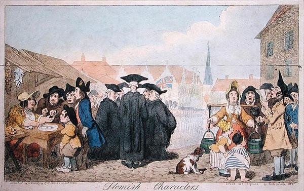 Flanderin hahmot, julkaissut G. Humphrey vuonna 1793 (käsinvärinen kaiverrus) tekijältä James Gillray