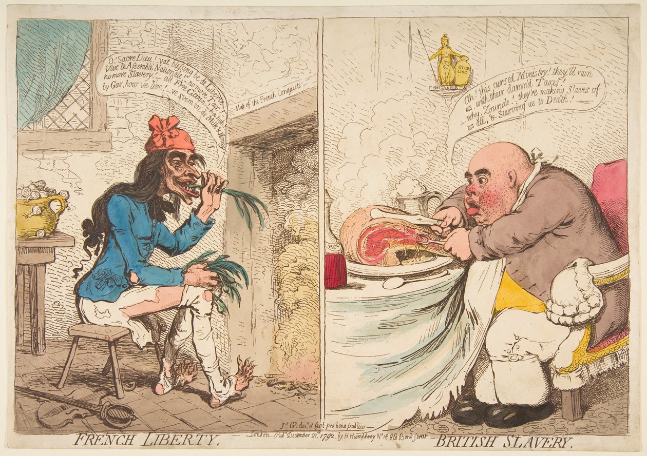 Ranskan vapaus - Brittiorjuus, 21. joulukuuta 1792. tekijältä James Gillray