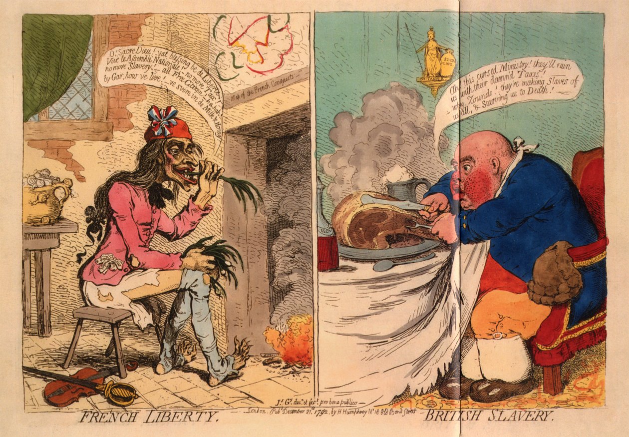 Ranskan vapaus. Brittiorjuus, 1792 tekijältä James Gillray
